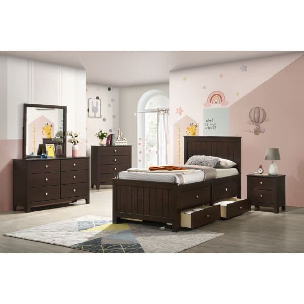 Sami - Twin Captains 5 Piece Bedroom Set - Espresso