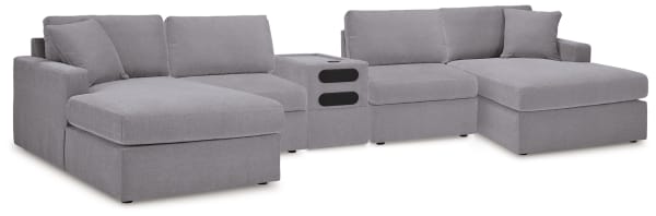 Modmax - Granite - 5 Piece Double Chaise Sectional With Audio Console