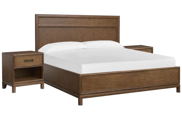 Ridgefield - California King Panel Bed With 2 Open Nightstands - Russet