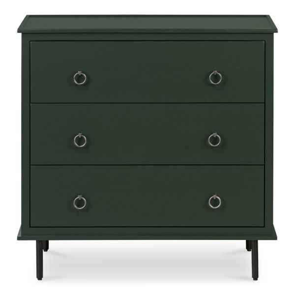 Reagan - 3 Drawer Nightstand - Deep Green