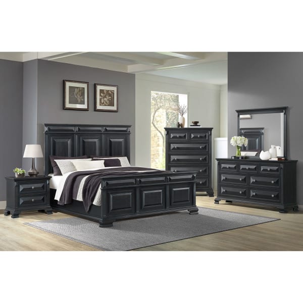 Bridgestone - Queen Panel 5 Piece Bedroom Set - Black