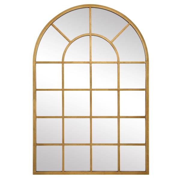 Arched Windowpane Mirror - Gold Leaf