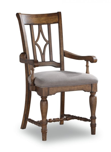 Plymouth Uph Arm Dining Chair - Medium Brown Finish