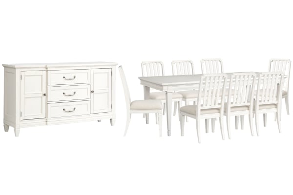 Willowbrook - Extendable Rectangular Dining Table With 8 Side Chairs And Buffet - Egg Shell White
