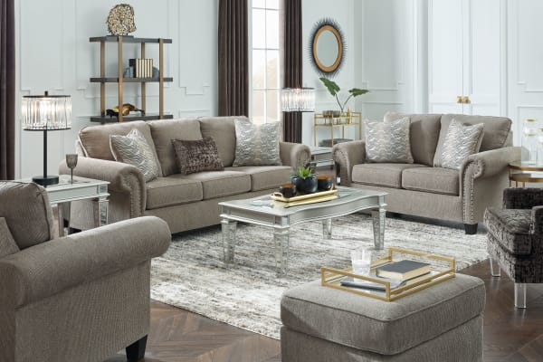 Shewsbury - Pewter - 4 Pc. - Sofa, Loveseat, Chair, Ottoman