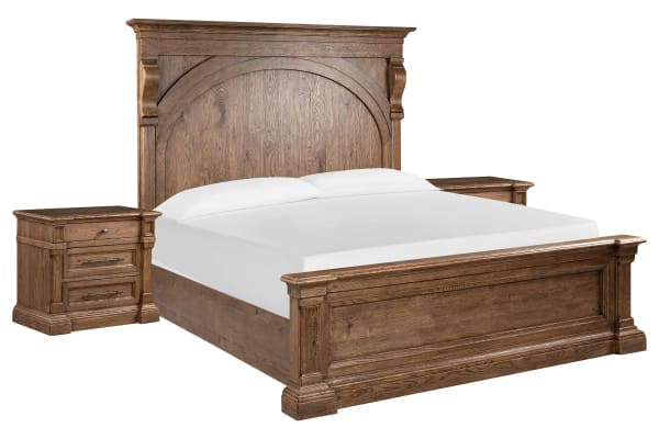 Gallant Grove - Queen Panel Bed With 2 Nightstands - Brown