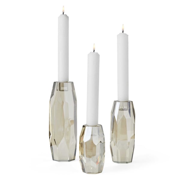 Multifaceted Taper Candleholders (Set of 3) - Crystal