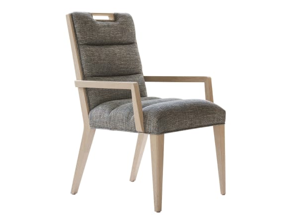 Sunset Key - Aiden Channeled Upholstered Arm Chair - Gray / Beige