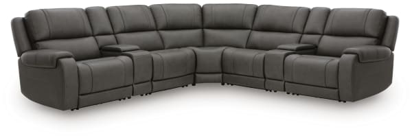 5Z - Pittson - 7-Piece Power Reclining Sectional With 2 Power Armless Recliners And 2 Storage Consoles - Anchor