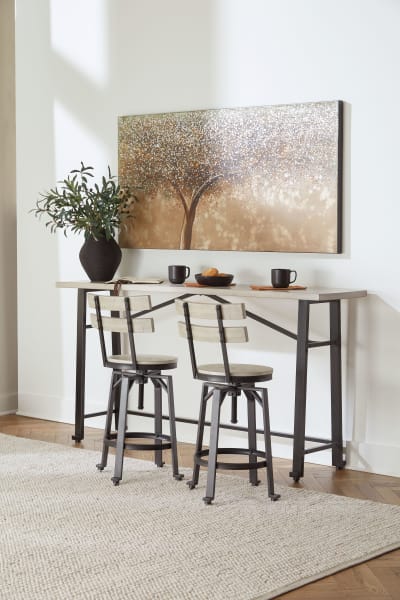 Karisslyn - Whitewash / Black - 3 Pc. - Long Counter Table, 2 Bar Stools