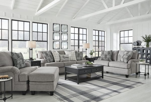 Davinca - Charcoal - 4 Pc. - Sofa, Loveseat, Chair And A Half, Ottoman