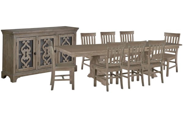 Tinley Park - Extendable Rectangular Dining Table With 8 Side Chairs And Server - Dove Tail Gray
