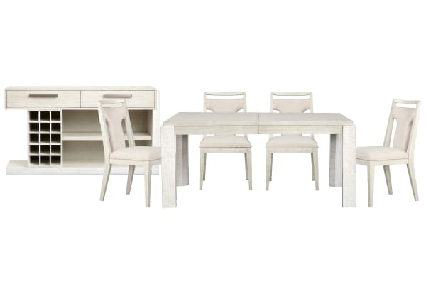 Lorelei - Extendable Rectangular Dining Table With 4 Side Chairs And Sideboard - Misty Cloud