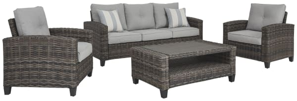 Cloverbrooke - Gray - Sofa/Chairs/Table Set (Set of 4)