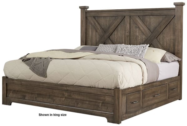 Cool Rustic - Cool Rustic King X Bed with 1 Side Storage Mink