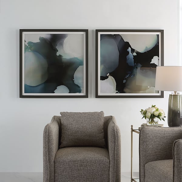 Telescopic Abstract - Framed Prints (Set of 2) - Black