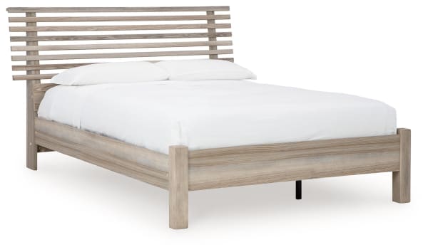 Hasbrick - Tan - Queen Slat Panel Bed