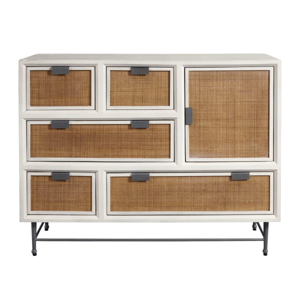 5-Drawer Accent Chest With Cabinet - White
