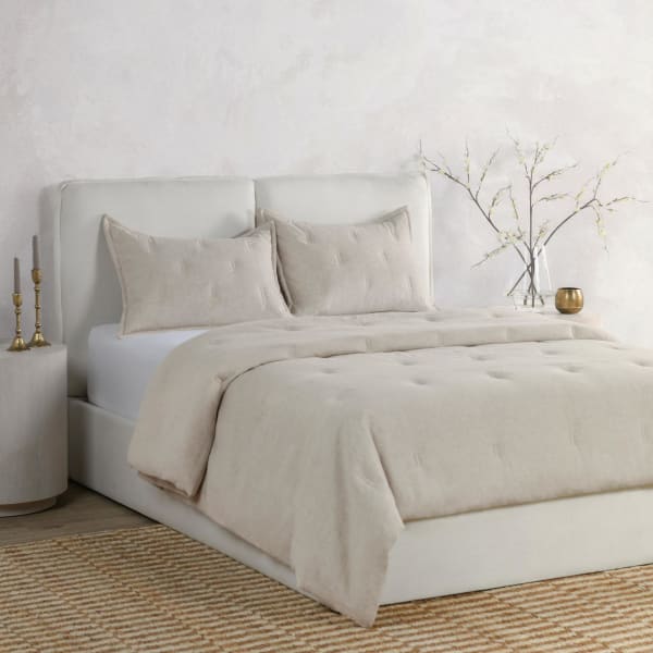 Talia - 3 Piece King Comforter Set - Natural