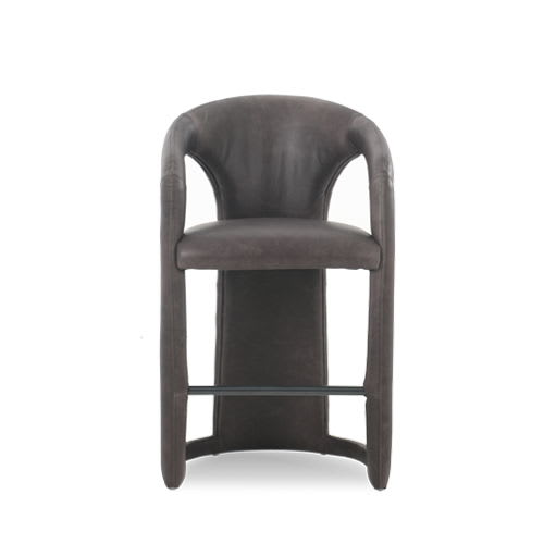 Archie - Distressed Leather Counter Stool - Charcoal