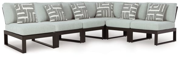 Beachloft - Black / Gray - 6-Piece Outdoor Sectional