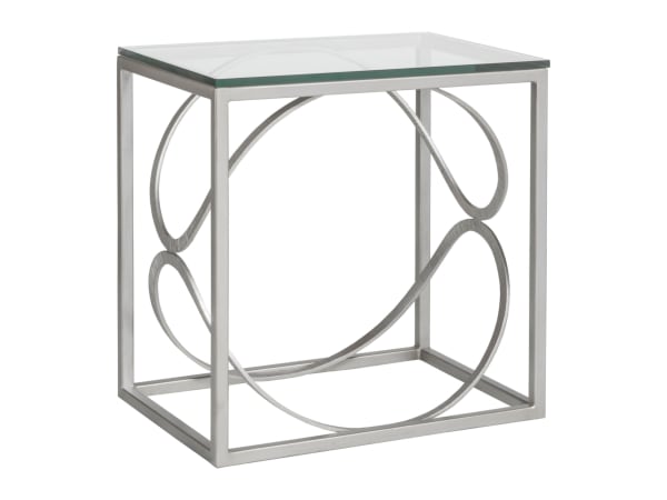 Metal Designs - Ellipse Rectangular End Table - Pearl Silver