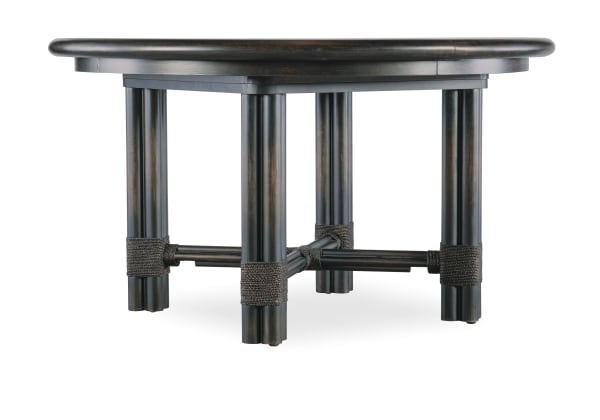 Retreat - Pole Rattan Round Dining Table With 1-20in Leaf - Dark Brown