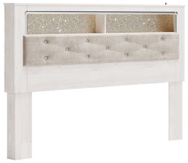 Altyra - White - King Uph Panel Bookcase Hdbd