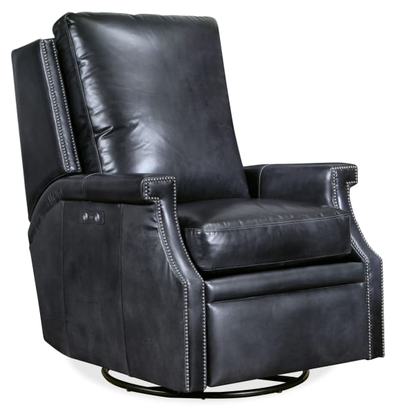Collin - Power Swivel Glider Recliner - Blue