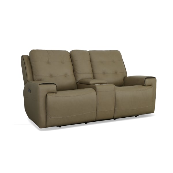 Iris - Power Reclining Loveseat With Console & Power Headrests - Khaki