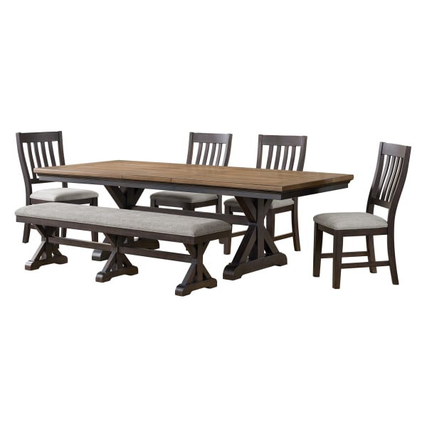 Montrose - 6 Piece Standard Height Dining Set (Table, Four Chairs & Bench) - Espresso And Brown
