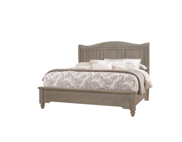 Heritage Queen Sleigh Bed Greystone (Washed Grey) on Oak Solids
