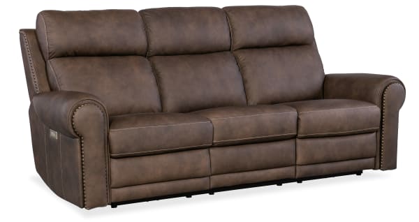 MS - Duncan Power Sofa With Power Headrest & Lumbar - Dark Brown