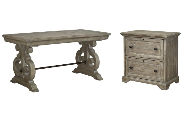 Tinley Park - Writing Desk With Lateral File - Dove Tail Gray