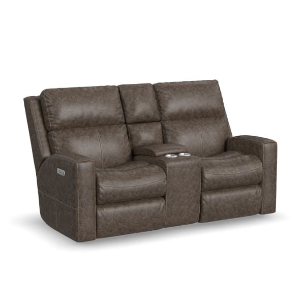 Score - Power Reclining Loveseat with Console & Power Headrests & Lumbar - Brown