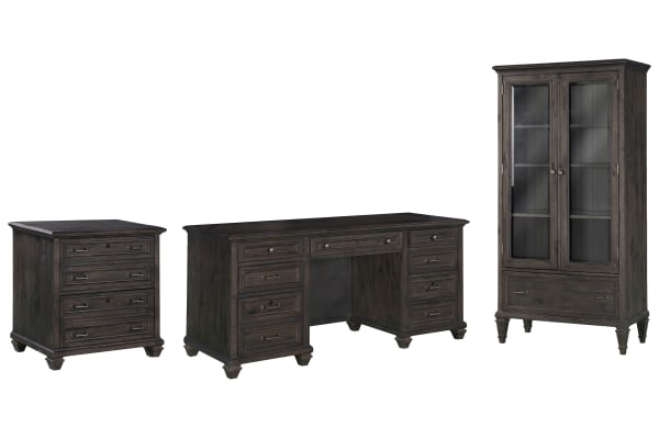 Sutton Place - Credenza With Lateral File And Door Bookcase - Weathered Charcoal