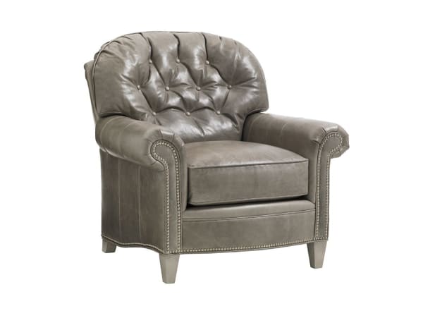 Oyster Bay - Bayville Leather Chair - Dark Gray
