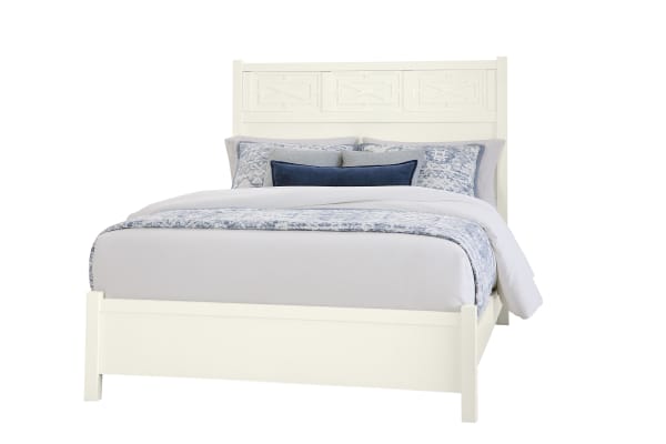Tide & Timber - King - Fretwork Panel Bed - Soft White Maple