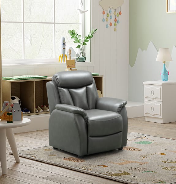 Ewing - Children's Recliner, Push Thru The Arm - Lividity