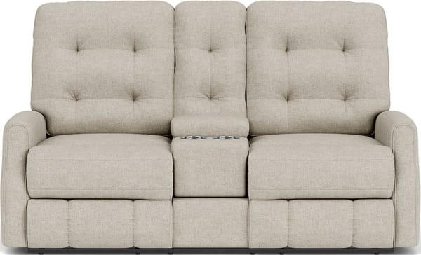 Devon - Fabric Reclining Loveseat, Console - Beige