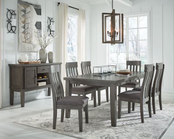 Hallanden - Black / Gray - 8 Pc. - Extension Table, 6 Side Chairs, Server