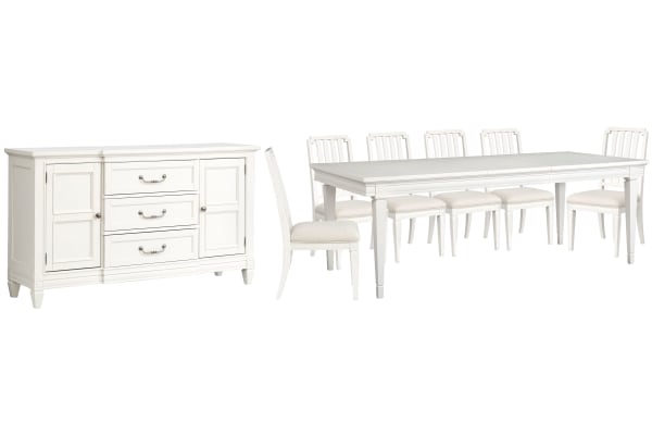 Willowbrook - Extendable Rectangular Dining Table With 6 Side Chairs And Buffet - Egg Shell White