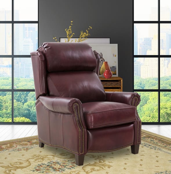 Meade - Recliner-Push Thru The Arm - Dark Red