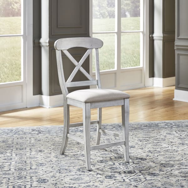 Ocean Isle - Upholstered X Back Counter Chair (RTA) - White