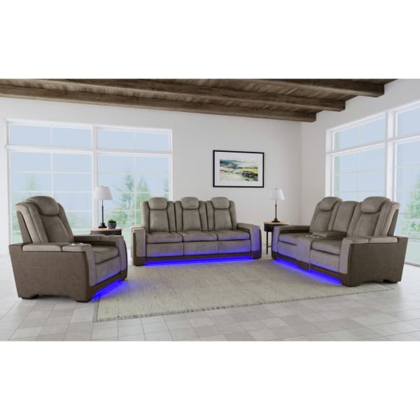 Lantana - 3 Piece Living Room Set (Sofa, Loveseat & Recliner) - Rocky Gray/Brown