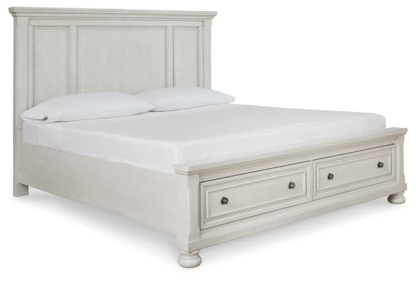 Robbinsdale - Antique White - Queen Panel Storage Bed