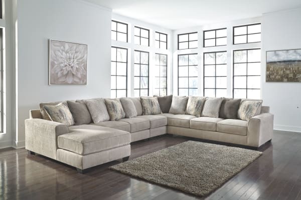 Ardsley - Pewter - Left Arm Facing Corner Chaise with Sofa 5 Pc Sectional
