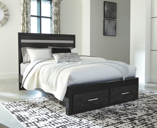Starberry - Black - Queen Panel Bed With 2 Storage Drawers
