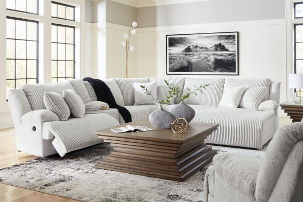 Top Tier - Alloy - 7 Pc. - 6-Piece Reclining Sectional With Raf Chaise, Rocker Recliner
