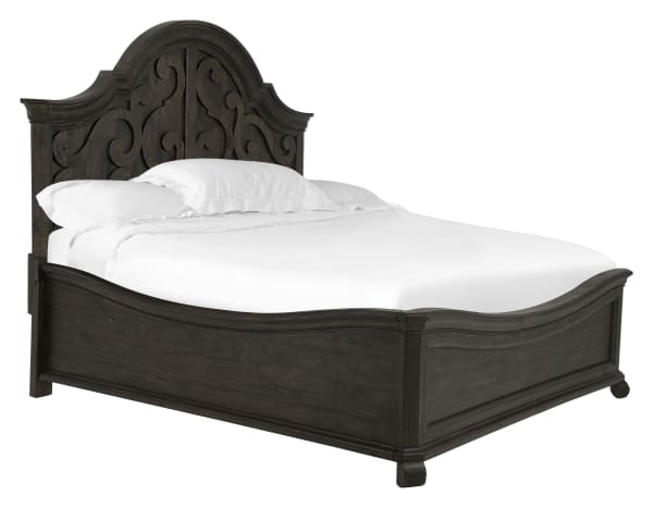 Bellamy - Complete King Shaped Panel Bed - Peppercorn